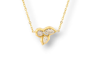 Gold plated pendant necklace with three white zirconias