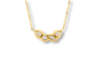 18k gold plated stainless steel necklace with four white zirconias