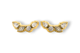 Gold plated stud earrings with white zirconias