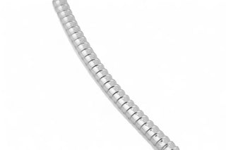 Silver snake chain necklace on a white background