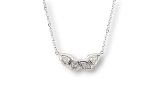 stainless steel necklace with four white zirconias